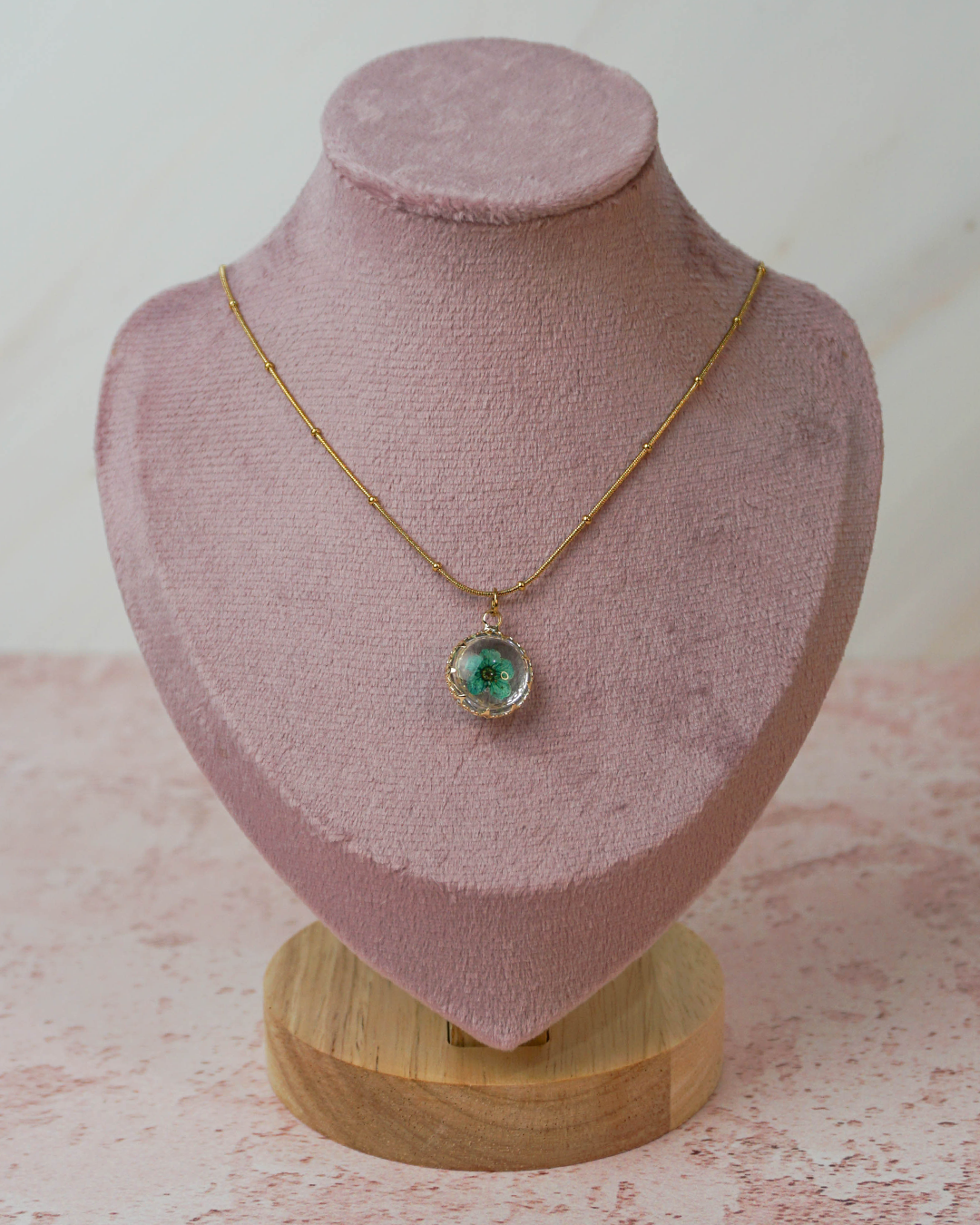 Collar Flor encapsulada turquesa