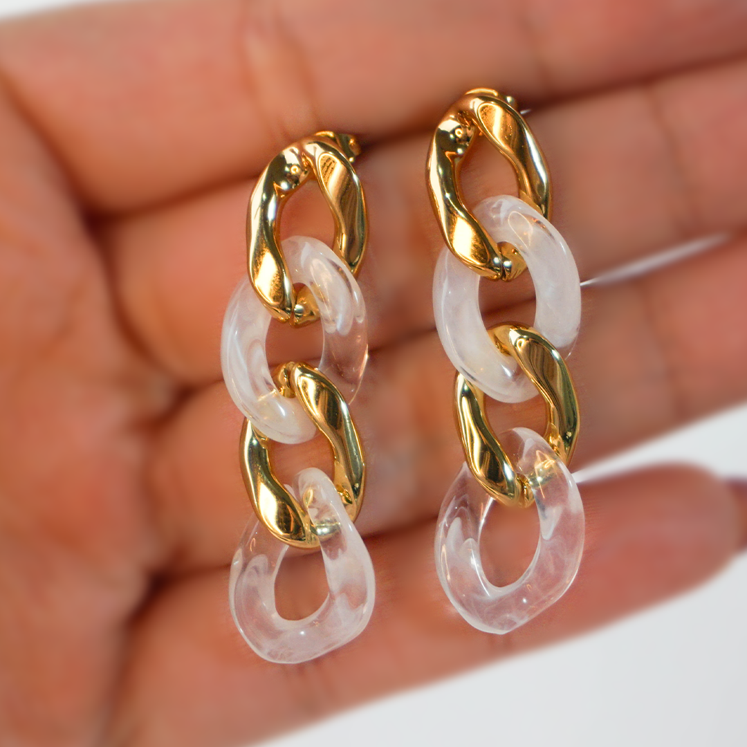 Aretes cadena resina