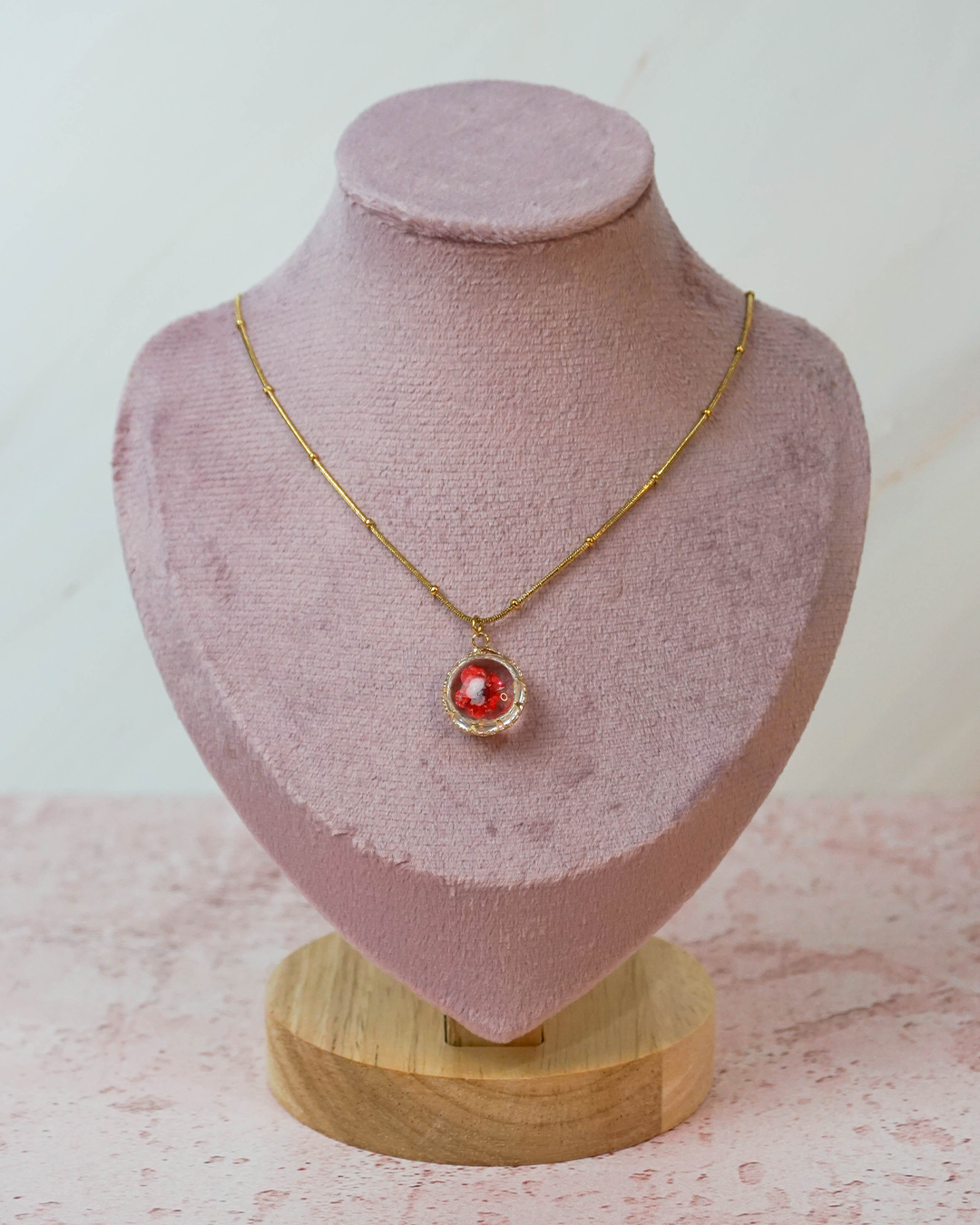 Collar flor encapsulada rosa