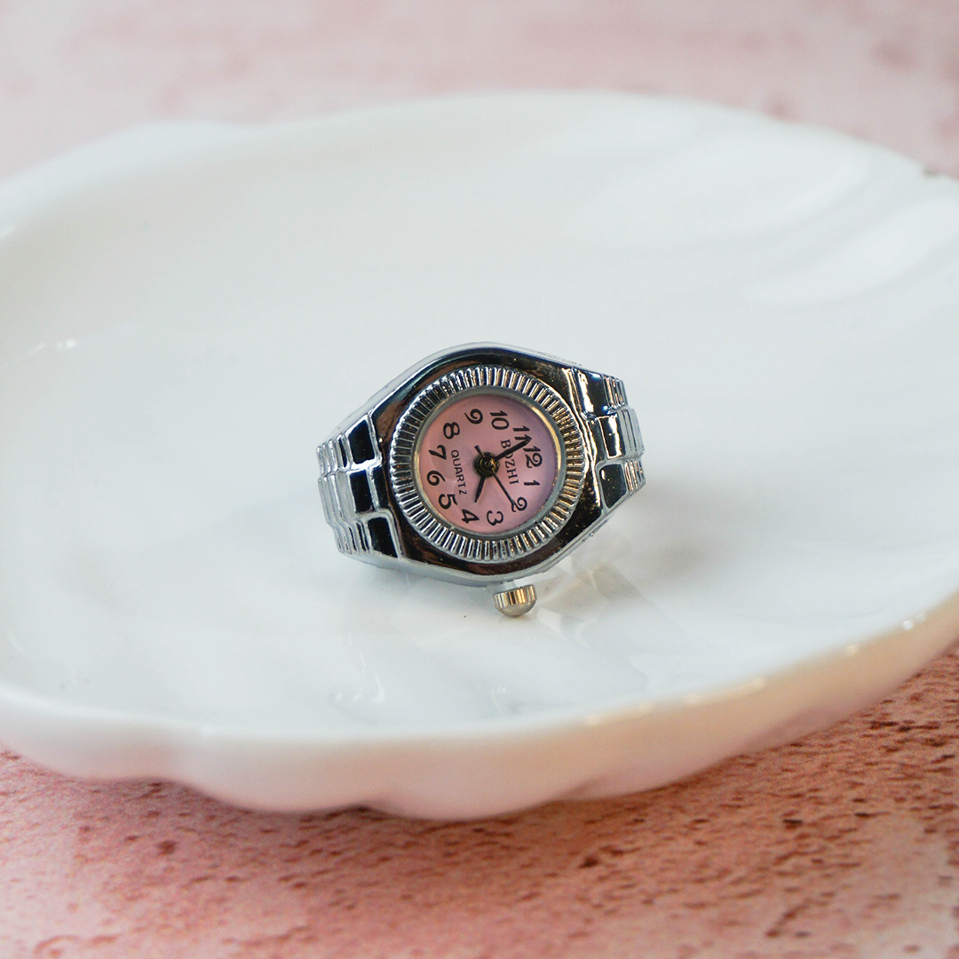Anillo reloj circulo rosa