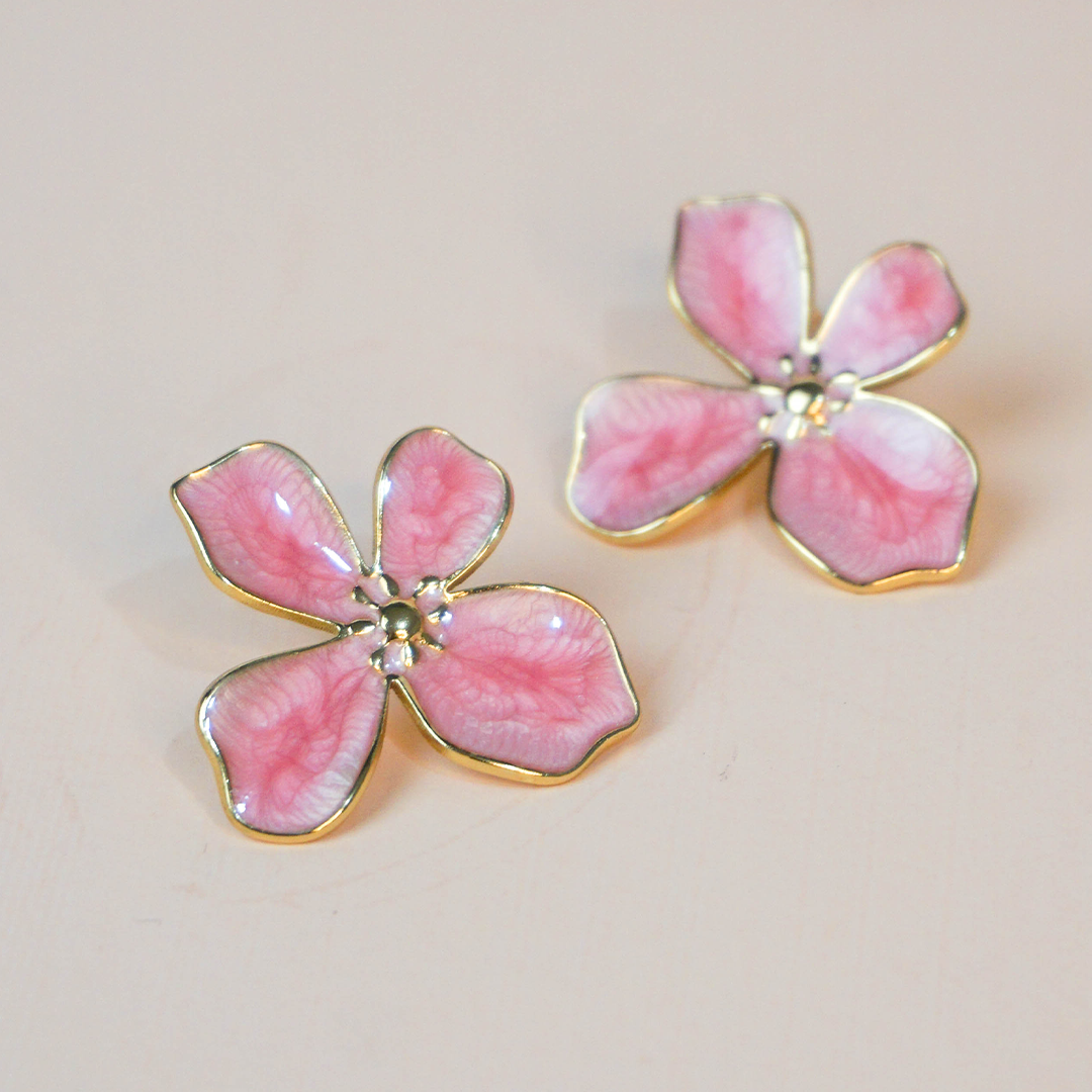 Aretes flor rosa