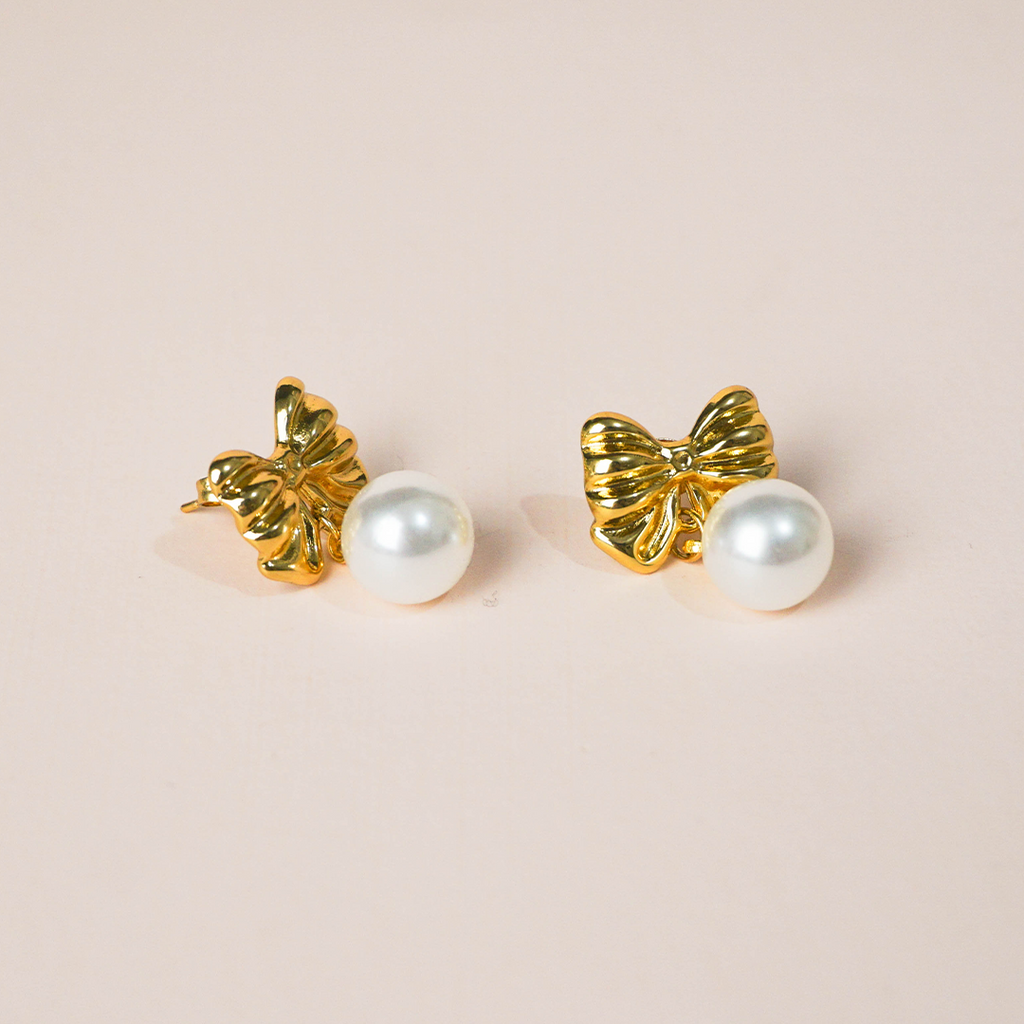 Aretes moño y perla
