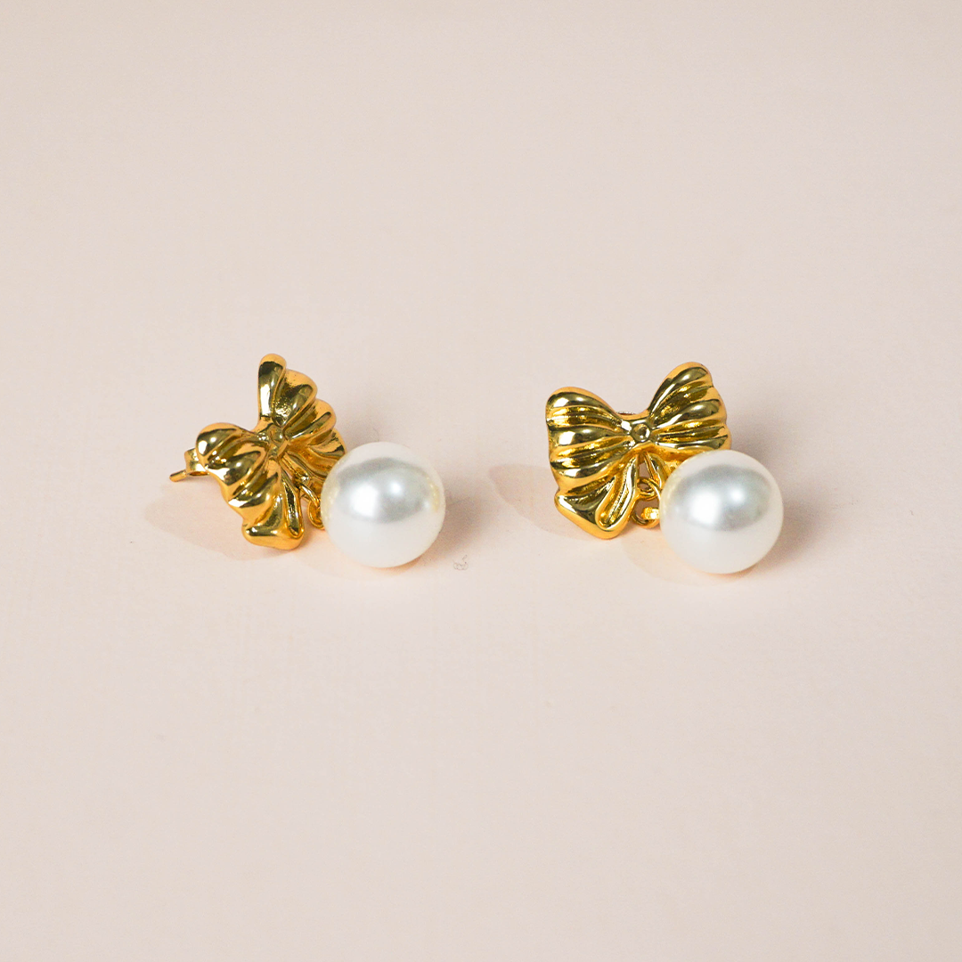 Aretes moño y perla