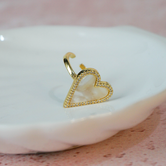 Anillo corazón madre perla