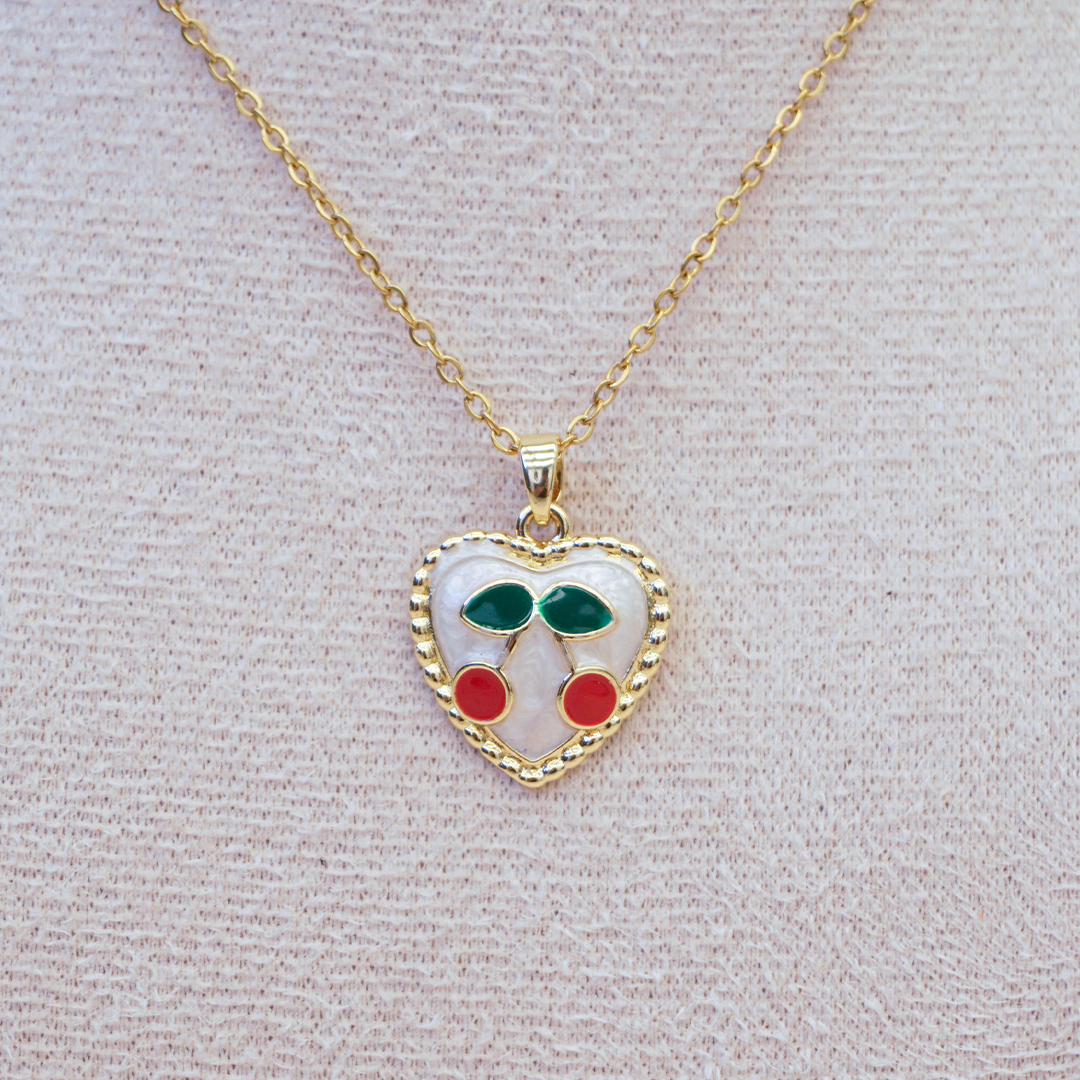 Collar cereza corazón
