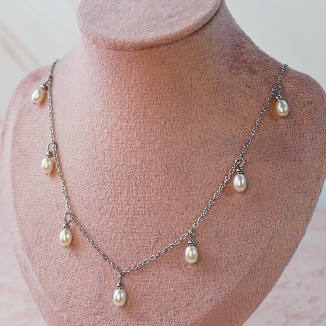 Collar perlitas plata