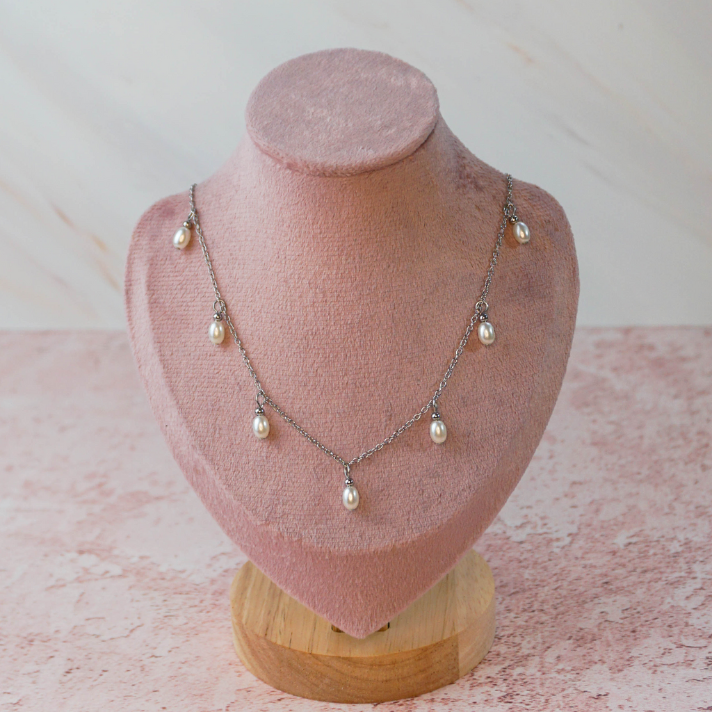 Collar perlitas plata