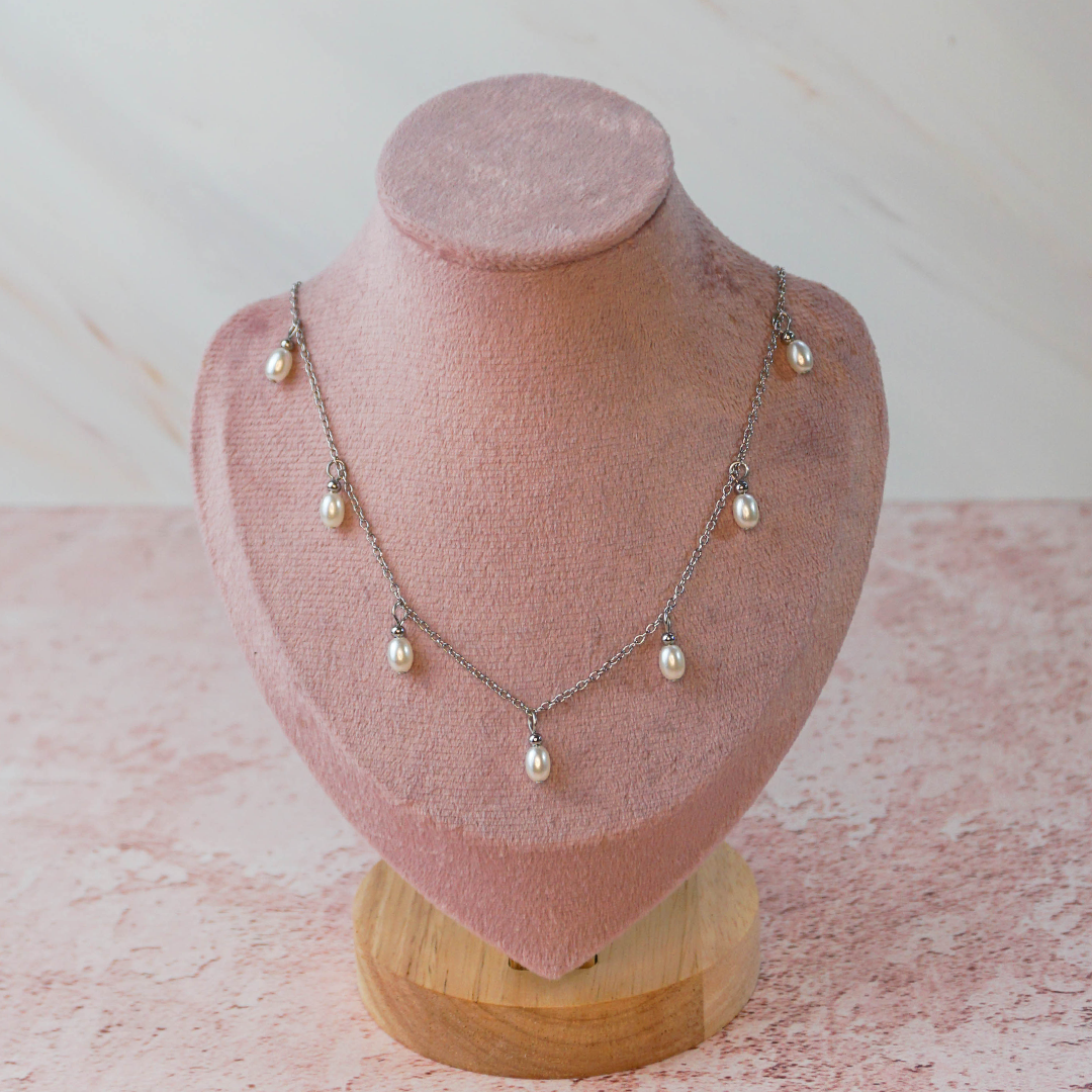 Collar perlitas plata