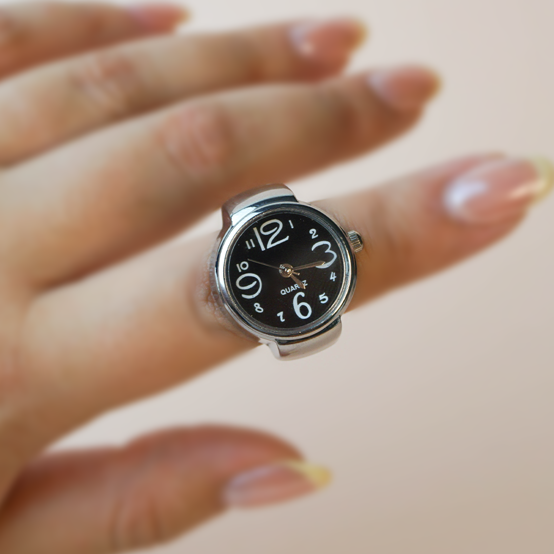 Anillo reloj base negra