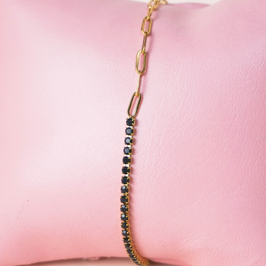 Pulsera brillos negro