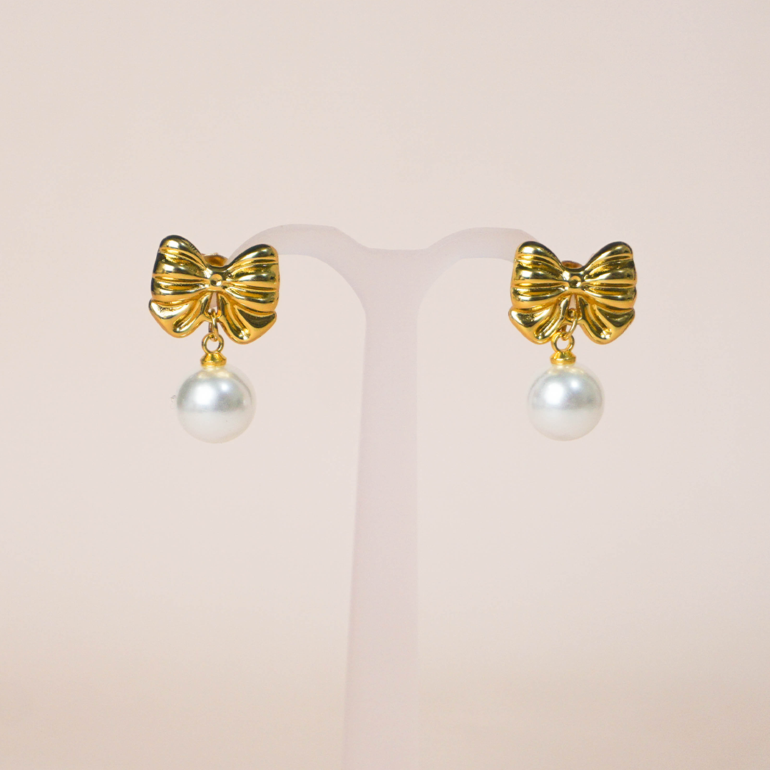 Aretes moño y perla