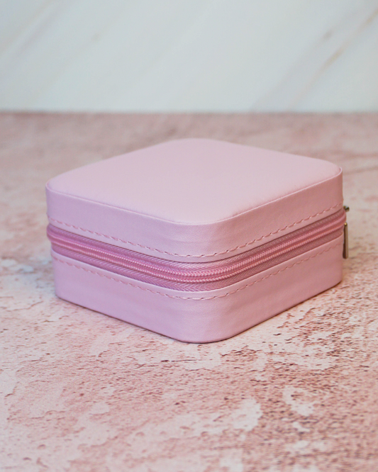 Joyero de viaje rosa pastel
