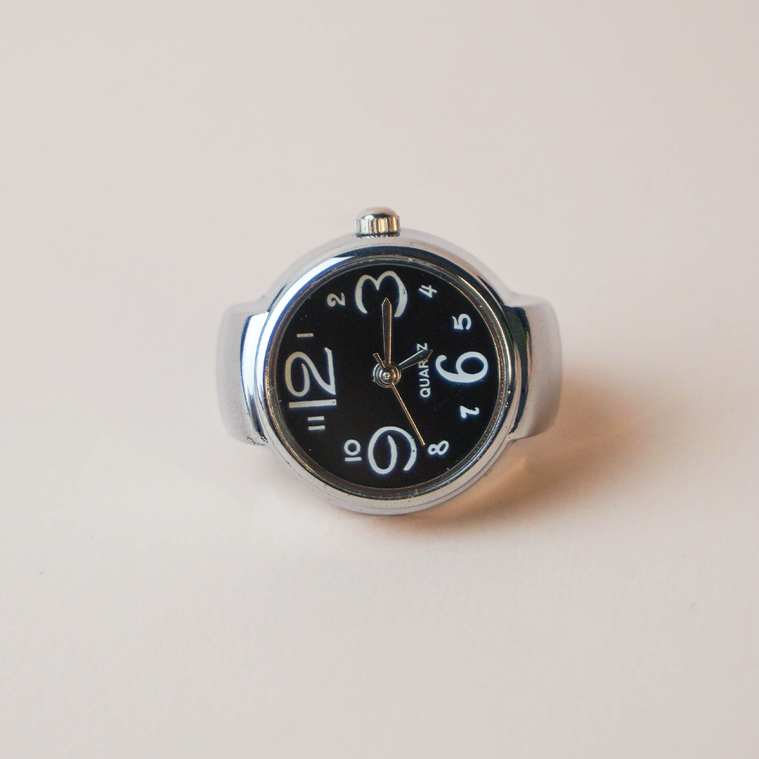 Anillo reloj base negra