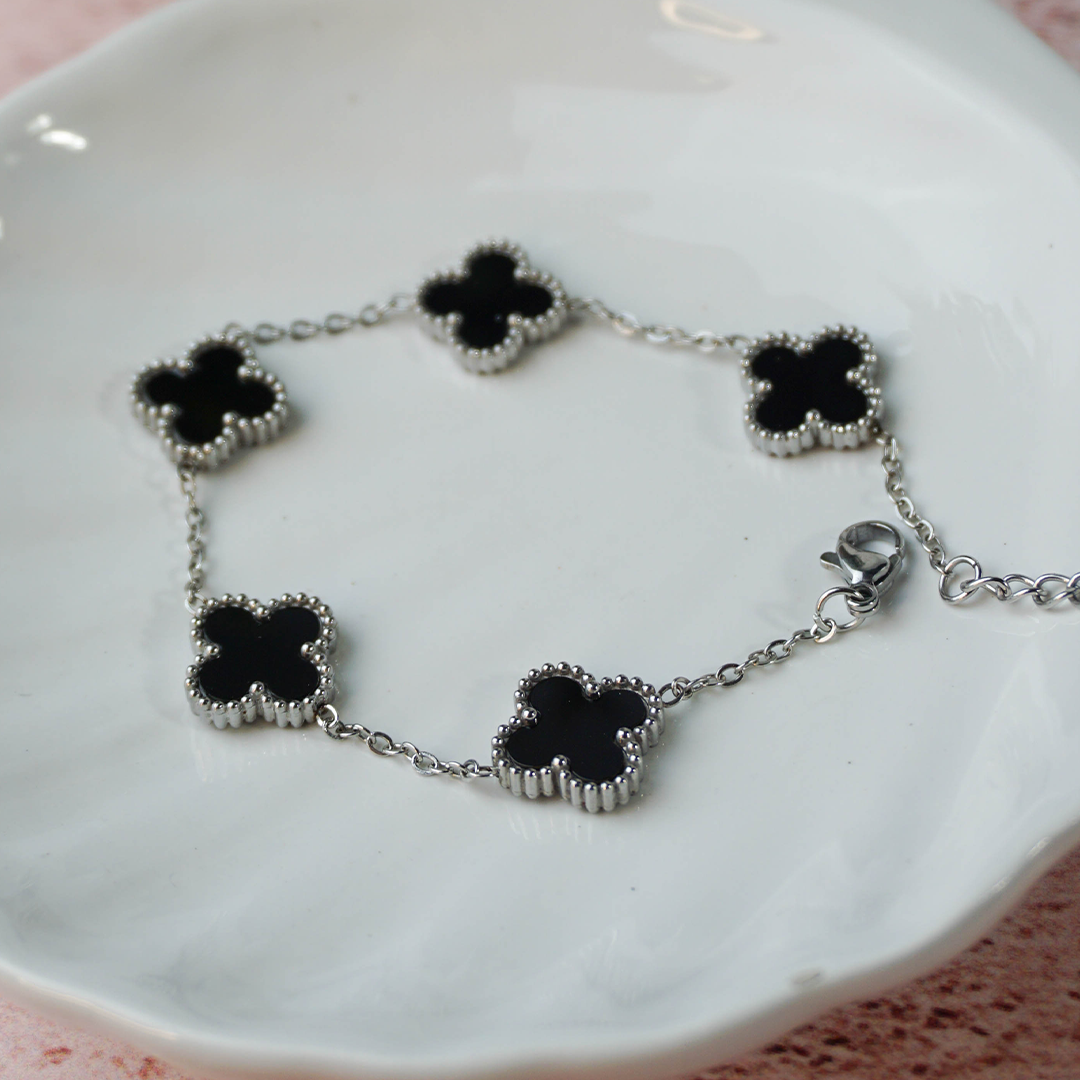 Pulsera Dafne plata y negro
