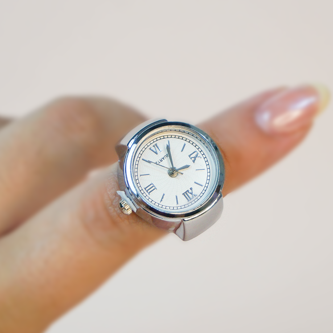 Anillo reloj plateado