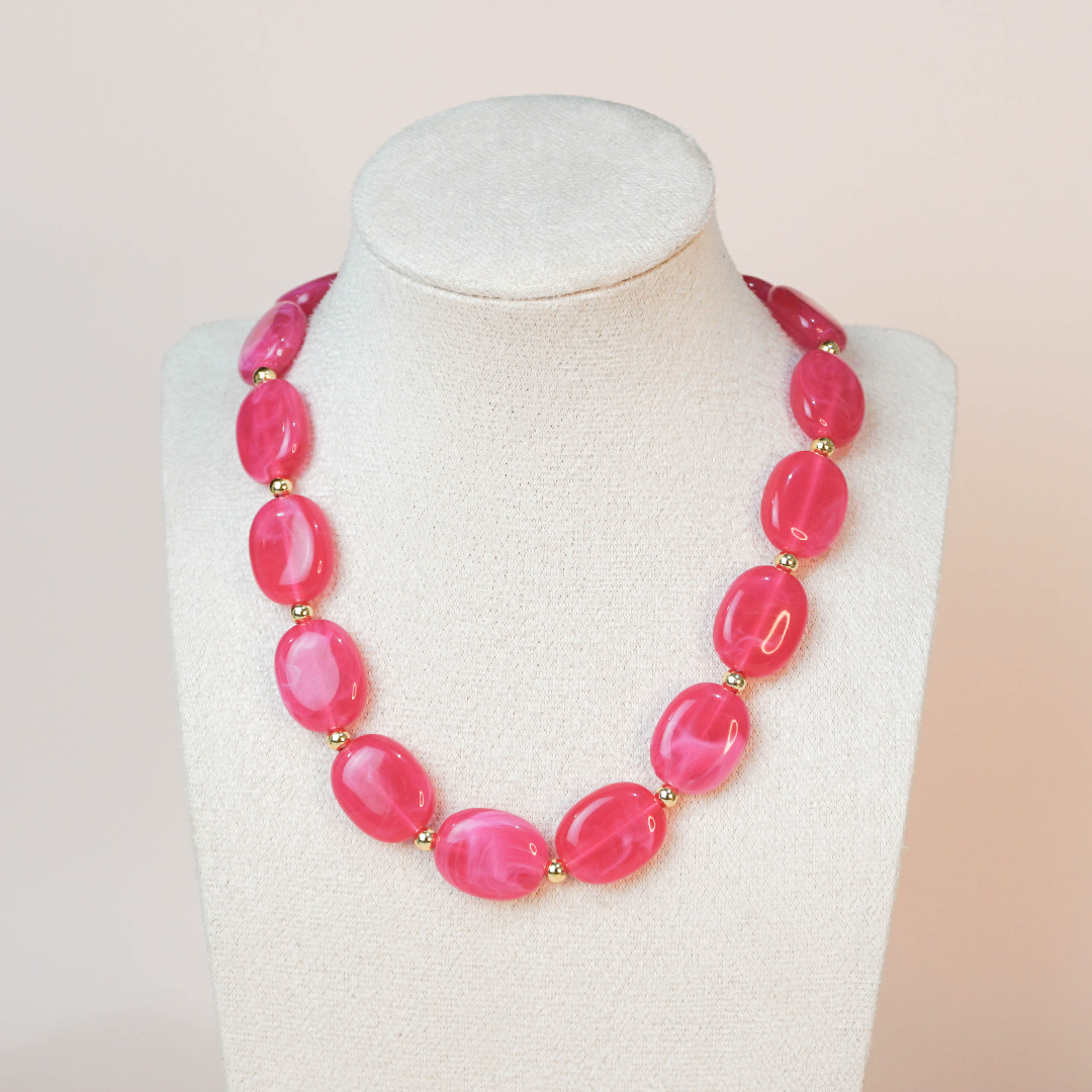 Collar ovalos fucsia