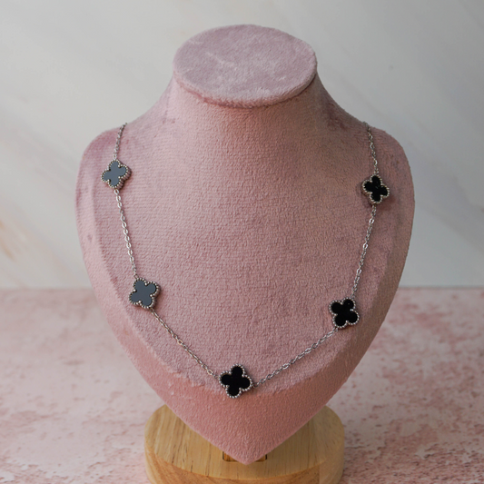 Collar Dafne plata y negro