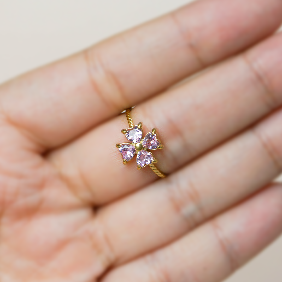 Anillo flor rosa