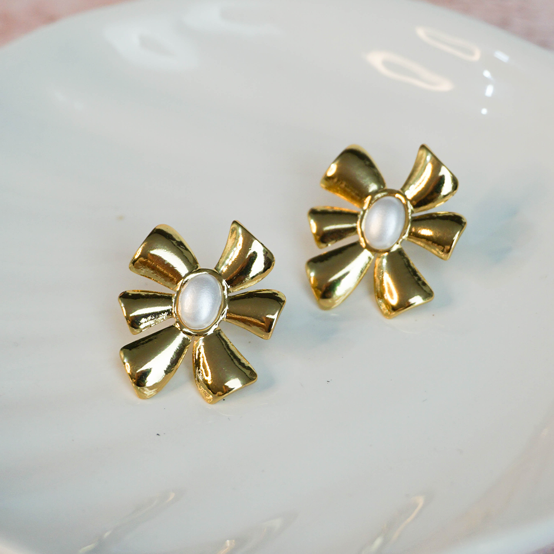 Aretes moño perla