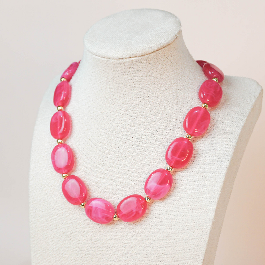 Collar ovalos fucsia