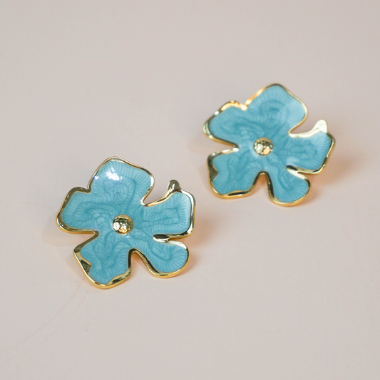 Aretes Flor turquesa