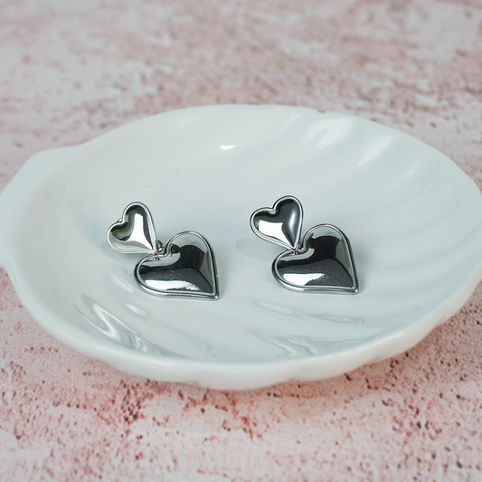 Aretes doble corazón