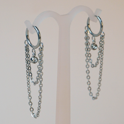 Aretes cadena plateados