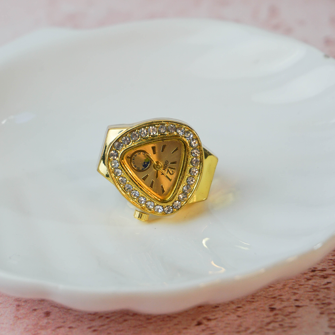 Anillo reloj dorado