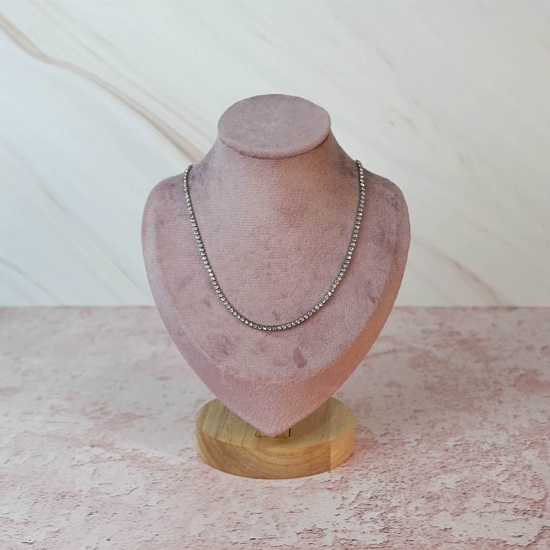 Collar tenis plateado