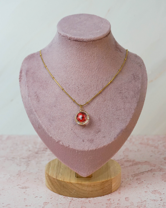 Collar flor encapsulada rosa