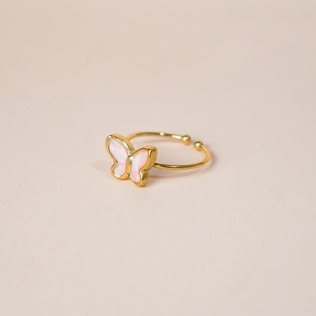 Anillo mariposa rosa pastel