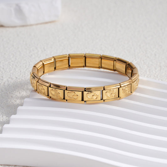 Pulsera italiana dorada dos corazones