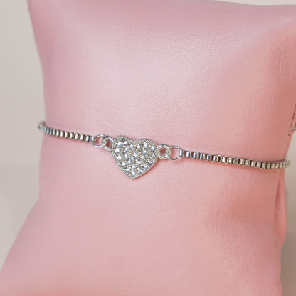 Pulsera corazón brillos