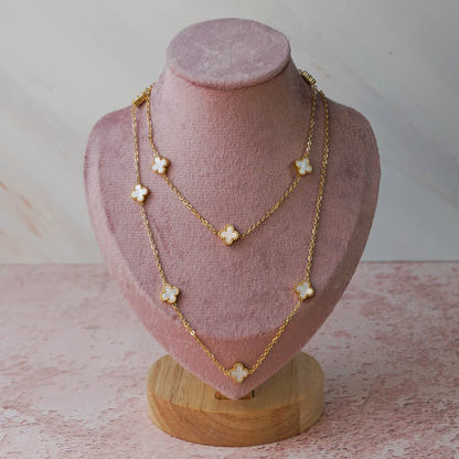 Collar mini Dafne dorado y blanco