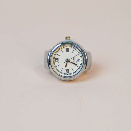Anillo reloj plateado