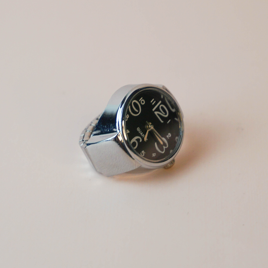 Anillo reloj base negra
