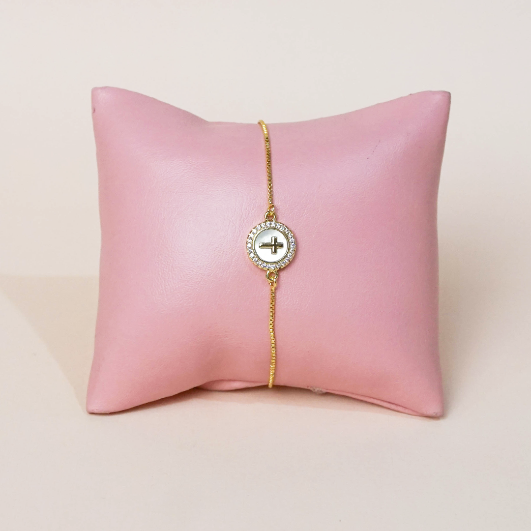 Pulsera cruz madre perla