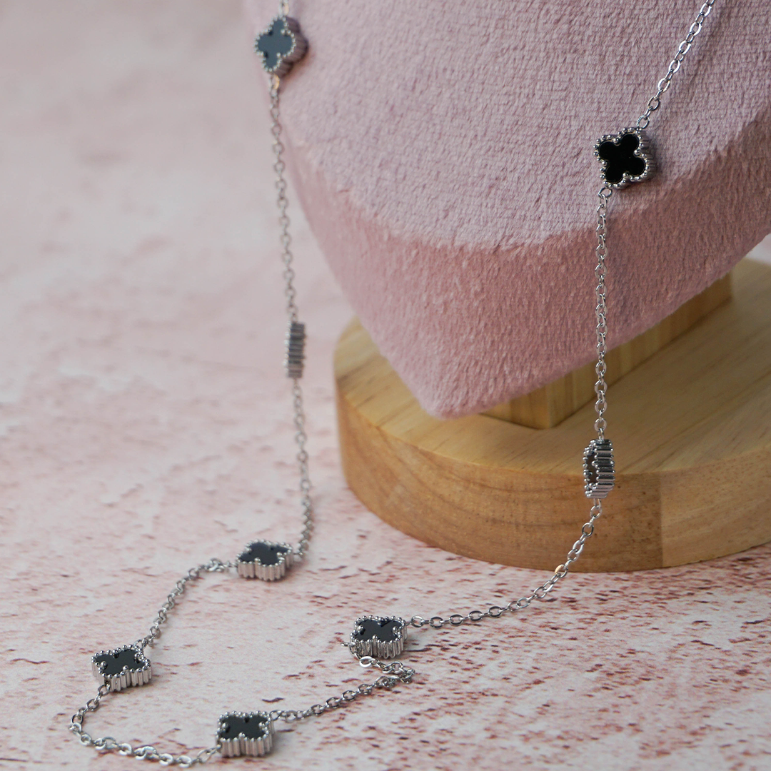 Collar mini Dafne plateado y negro