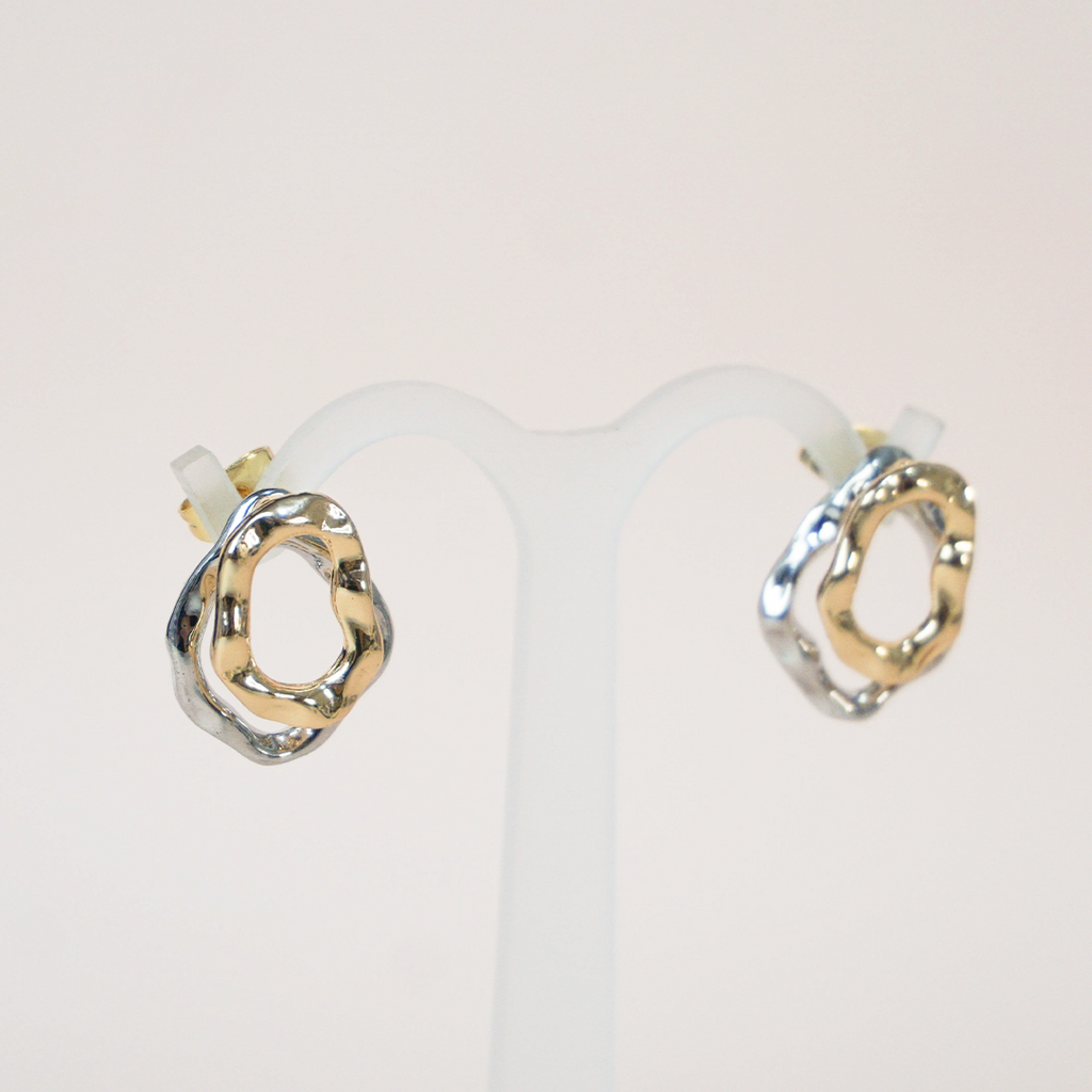 Aretes cuadros bicolor