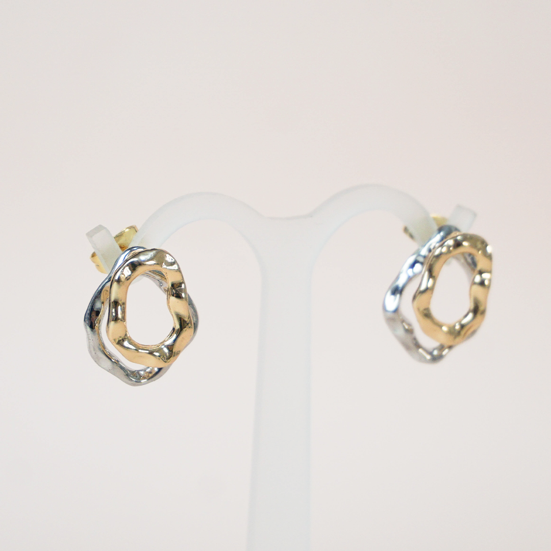 Aretes cuadros bicolor