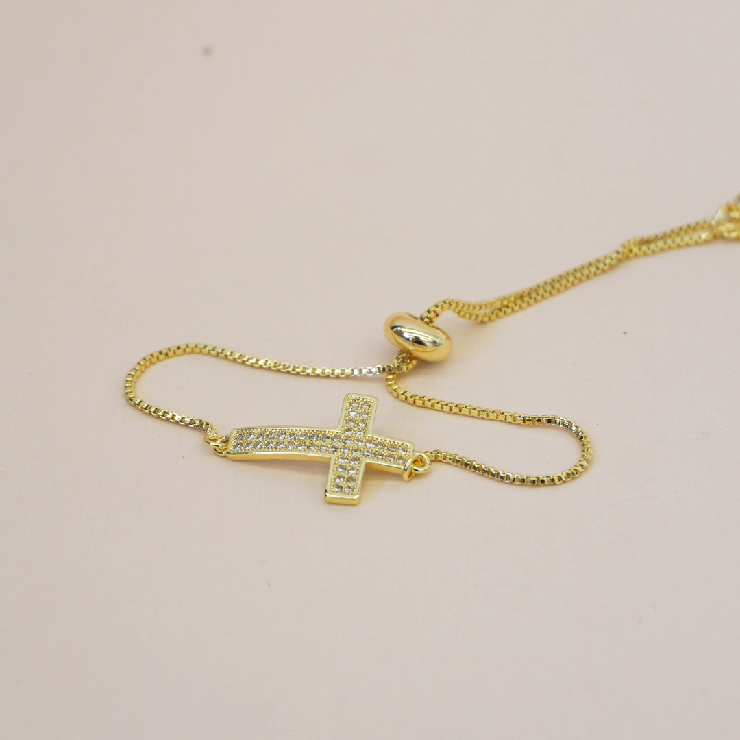 Pulsera cruz circonias