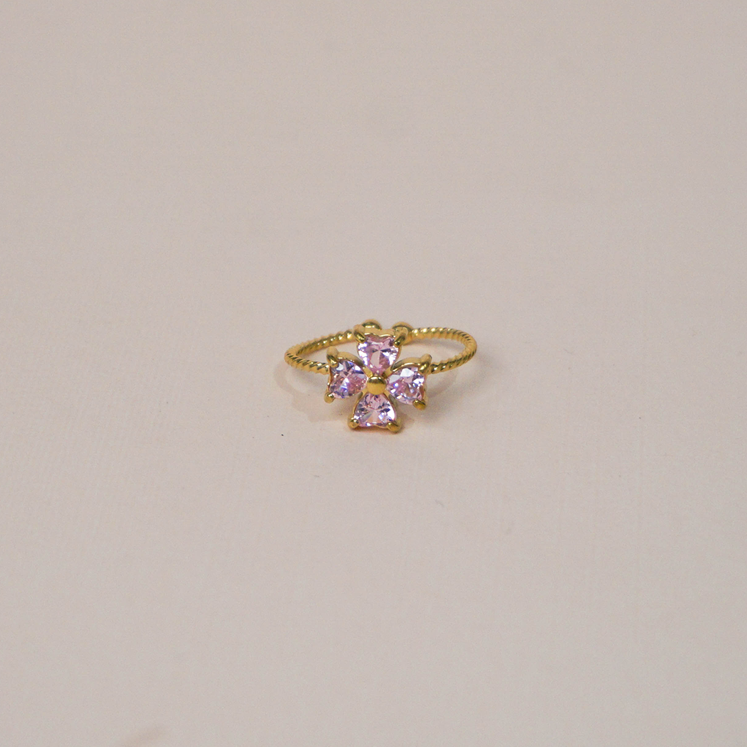 Anillo flor rosa
