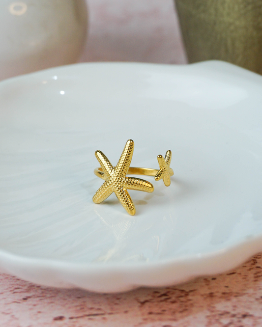 Anillo estrellas Mar dorado