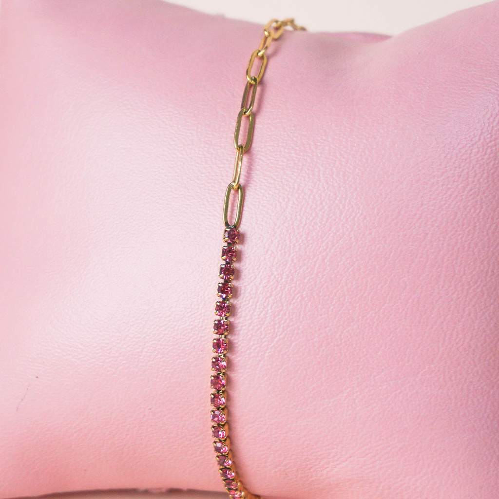 Pulsera brillos rosa