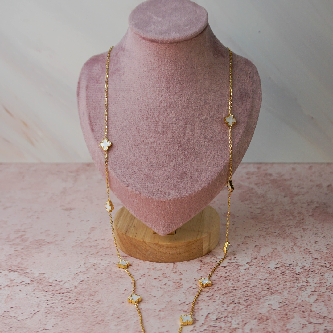 Collar mini Dafne dorado y blanco
