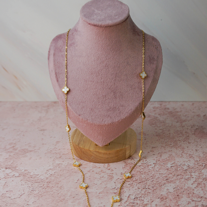 Collar mini Dafne dorado y blanco