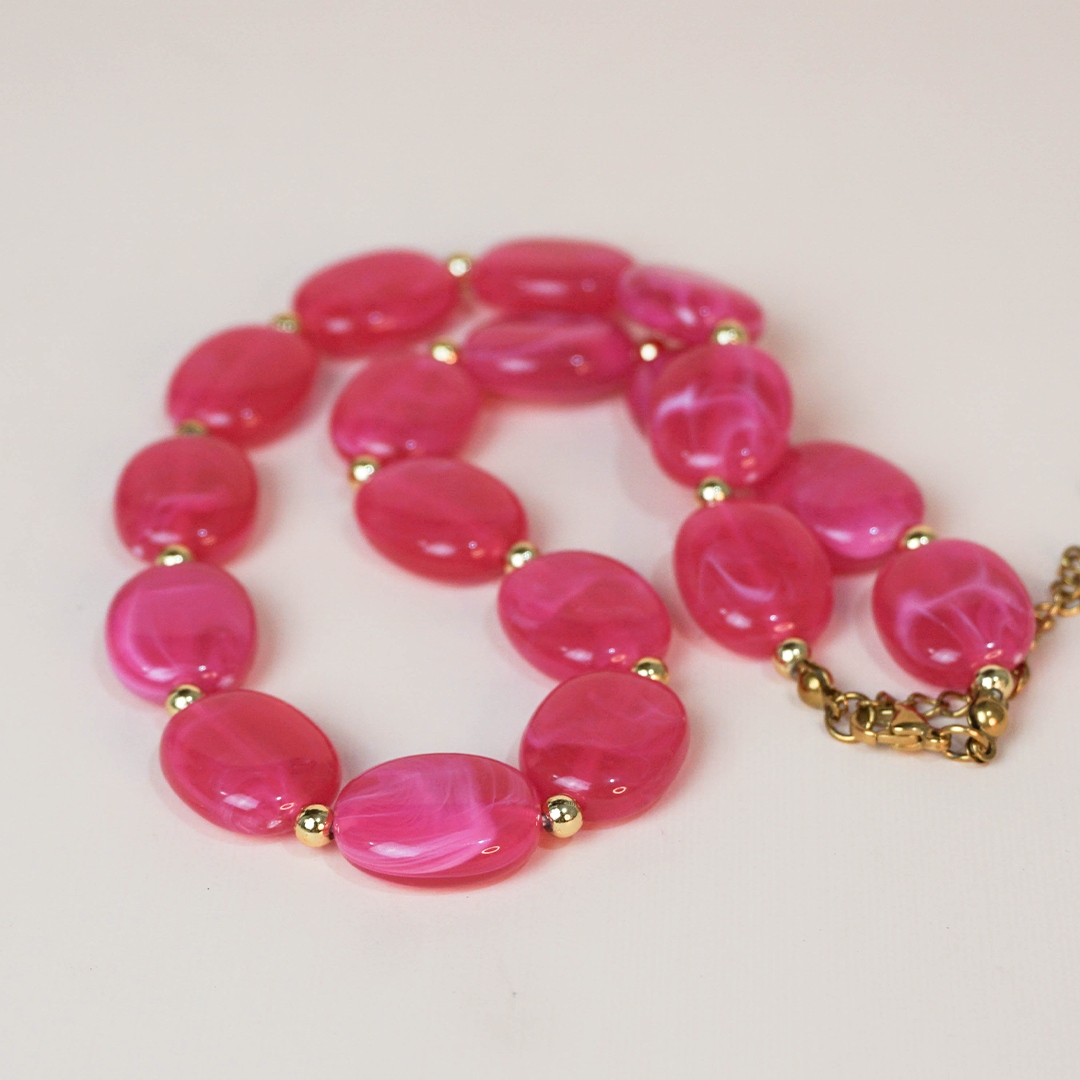 Collar ovalos fucsia