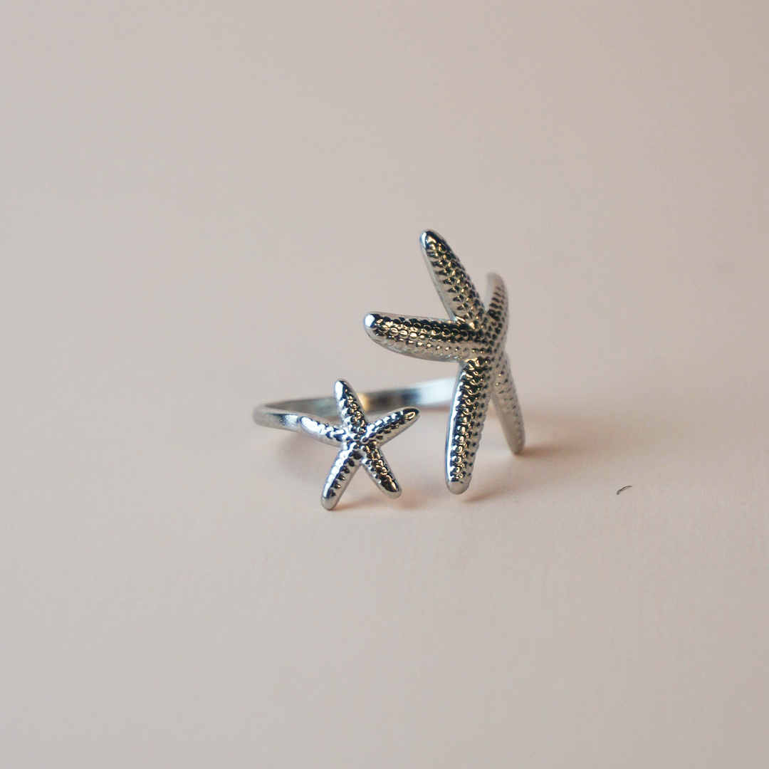 Anillo playa plateado