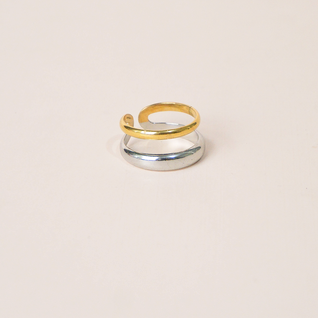 Anillo líneas bicolor
