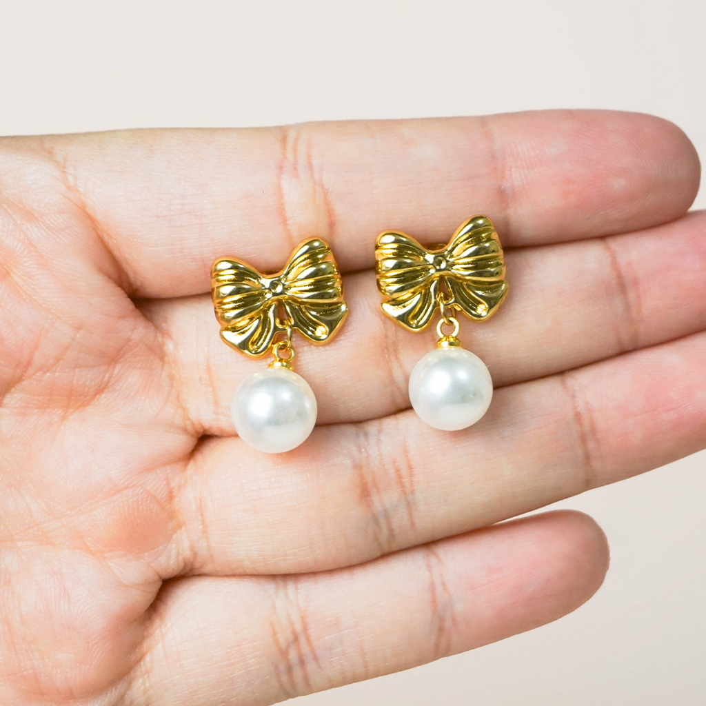 Aretes moño y perla